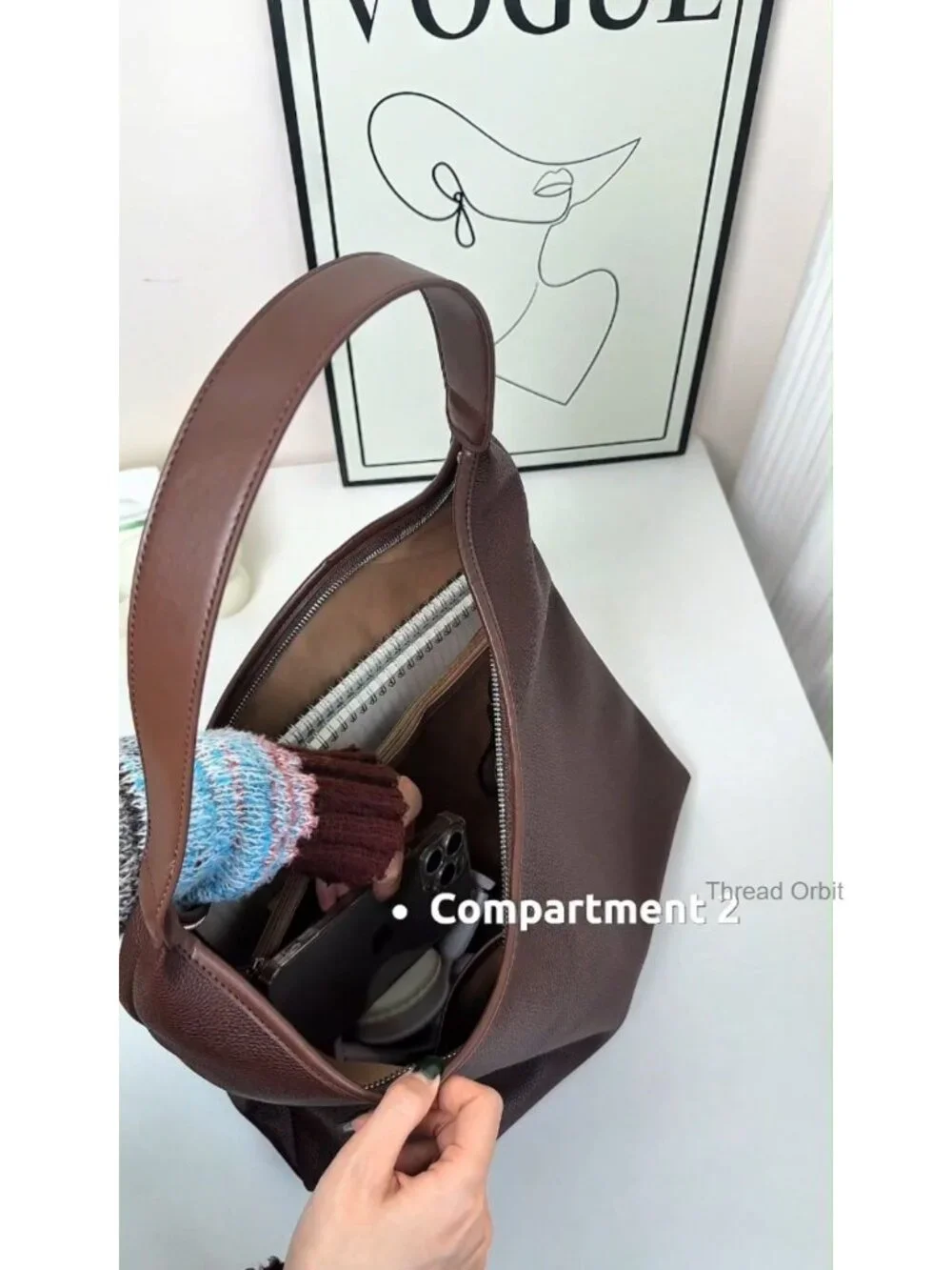 Large Hobo Bag for Women Soft Vegan Leather Shoulder Tote with Zipper